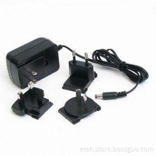 Switching Adapter with Interchangeable AC Plug and 12W Output Power, 90 to 264V AC Voltages